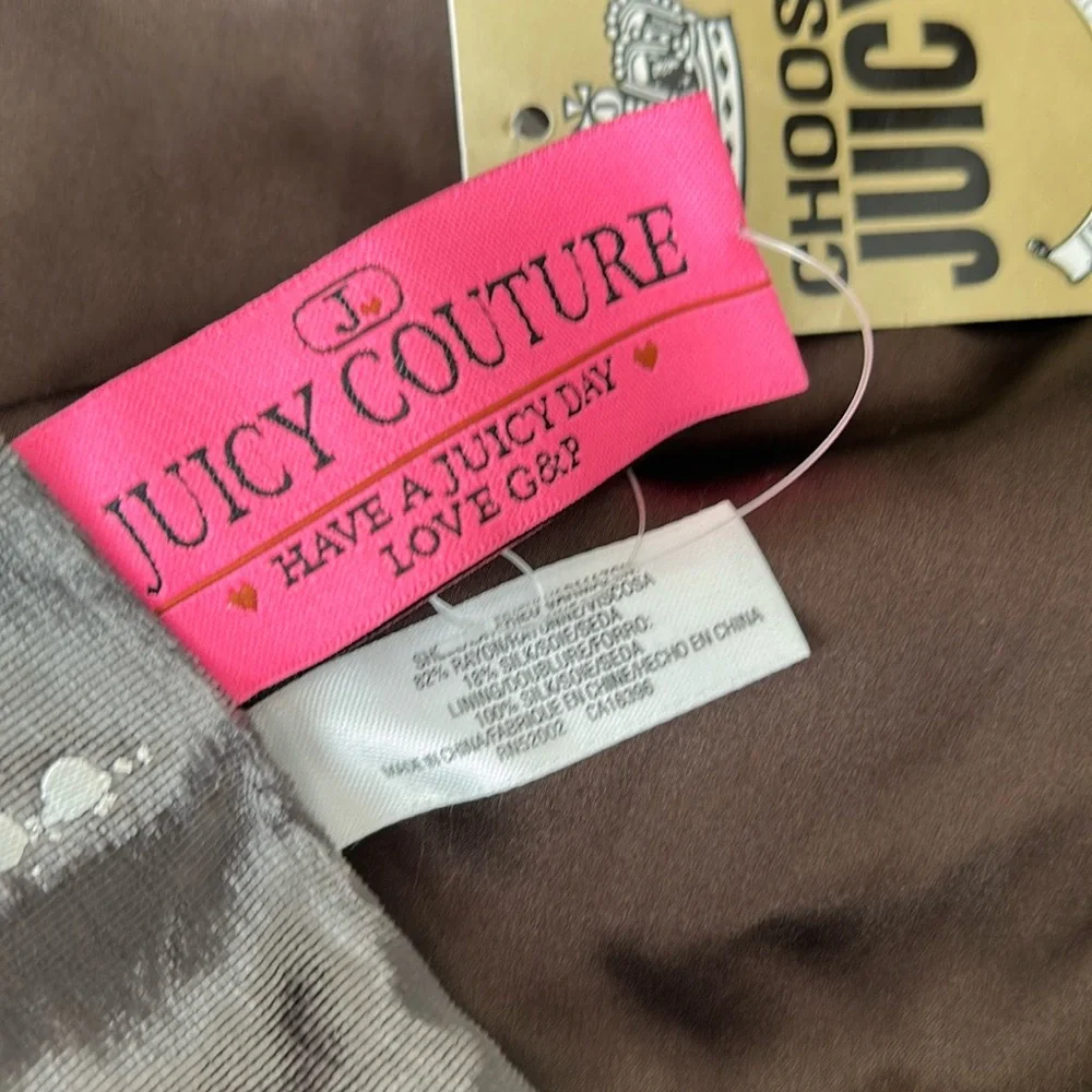 Juicy Couture Vintage Rare crushed velvet scarf with Iconic Fairytale script